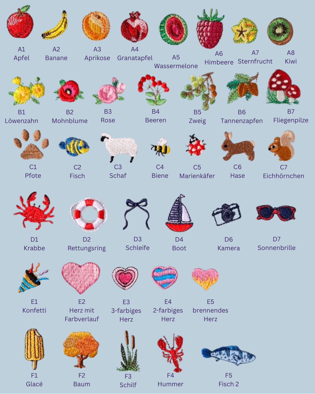 Übersicht über alle verfügbaren Icons